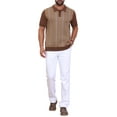thumbnail image 2 of INSPIRE CHIC Men's Houndstooth Polo Shirts Summer Short Sleeve Casual Knit Shirt 2XL Brown, 2 of 5