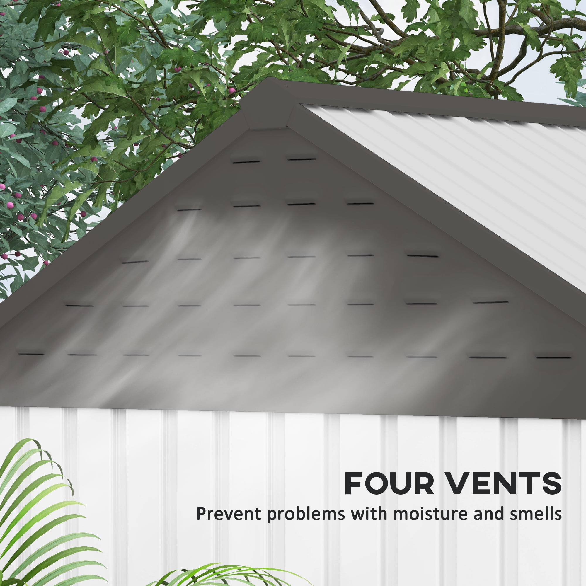 Outsunny 8' x 6' Outdoor Storage Shed, Extra Large Metal Garden Shed with Lockable Doors, Cottage Style 4-Pane Window & Vents, White