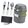 thumbnail image 3 of LOVIVER Kit de Cuisine de Camping avec Couverts Léger pour Randonnée Poignée Pliante Poignée Verte, 3 of 8