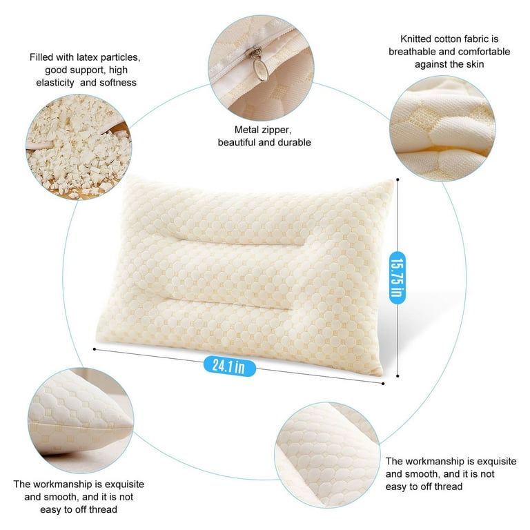Bed Pillow, Soft and Supportive, Pillow Filled with Latex Particles, White
