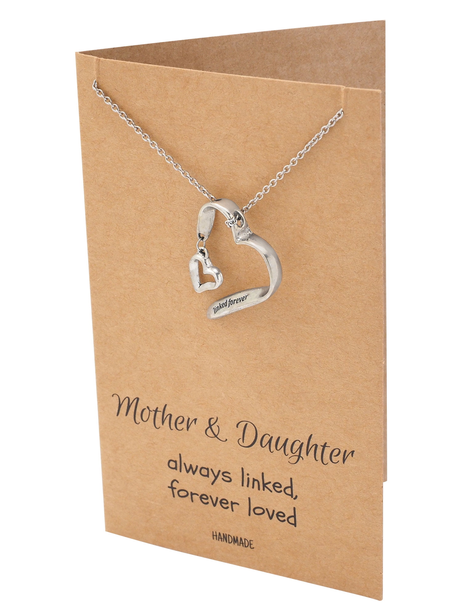 Mother Daughter Necklace, Mother Daughter Jewelry, Always Linked Engraved Heart Necklace, 16 inches to 18 inches, Silver Tone