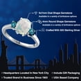 thumbnail image 2 of Gem Stone King 925 Sterling Silver Simulated White Opal and Blue Diamond Engagement Ring for Women | 1.54 Cttw | Oval Cabochon 9X7MM | Gemstone October Birthstone | Size 9, 2 of 6