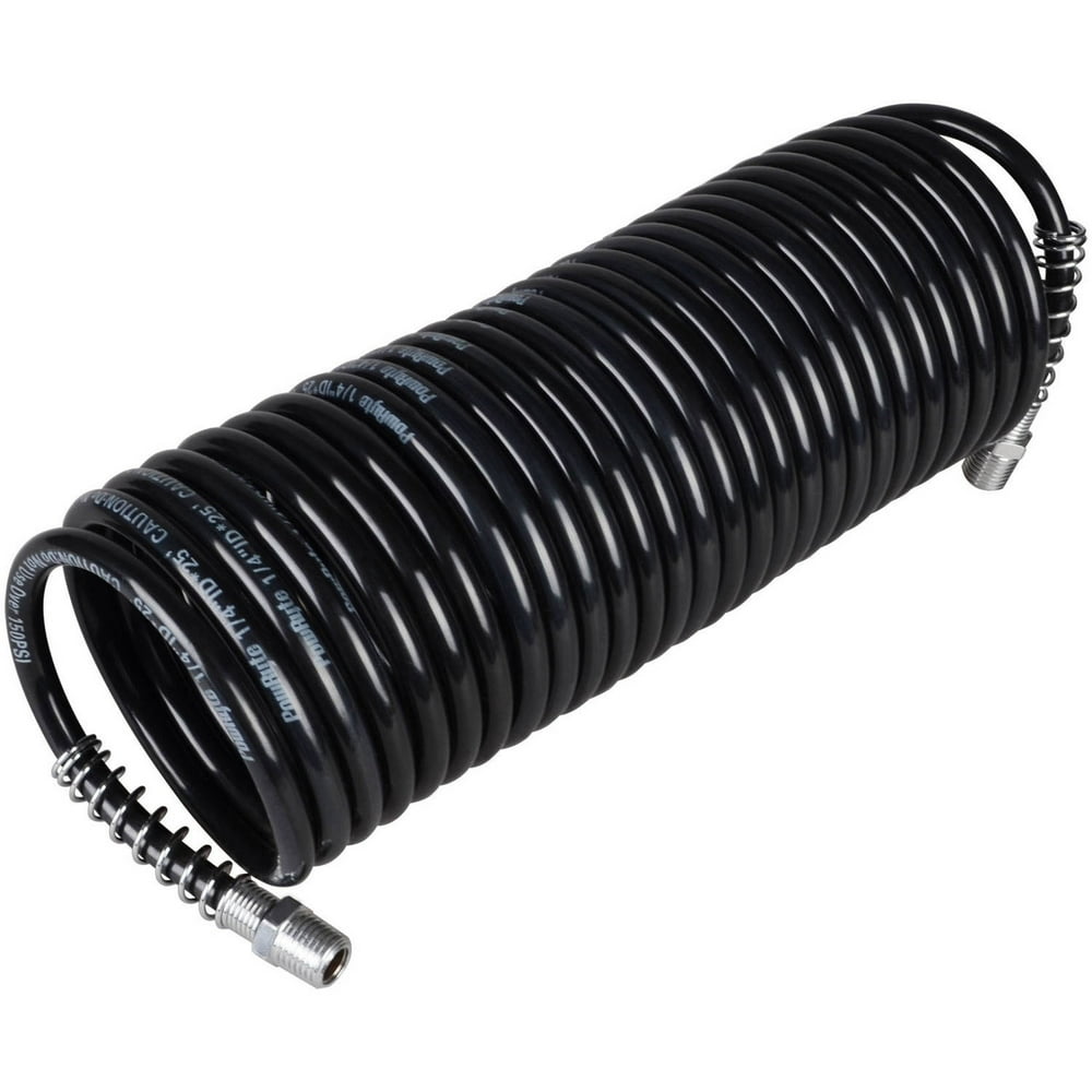 PowRyte Basic 100129 Recoil Air Hose, 1/4" by 25', 1/4" MNPT Ends