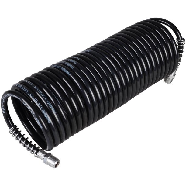 PowRyte Basic 100129 Recoil Air Hose, 1/4" by 25', 1/4" MNPT Ends