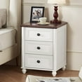 thumbnail image 6 of YEXJ 18" Farmhouse Night Stand, Wood Nightstand with 3 Drawers, Bedside End Table with Storage and Roman Column, Bed Side Tables Cabinet for Bedroom, Living Room, and Closet-3 Drawers-Elegant White, 6 of 10