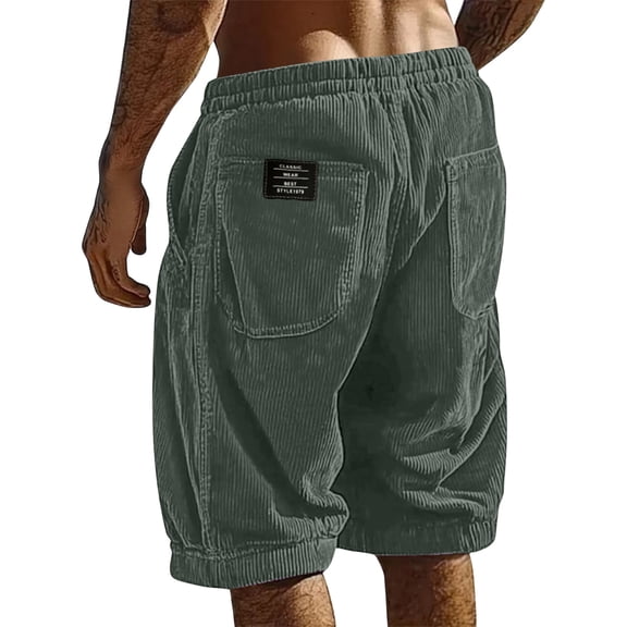 Nestiefly Casual Shorts for Men Elastic Waist Drawstring Baggy Corduroy Beach Shorts Comfy Golf Summer Shorts with Pockets Turquoise 3XL