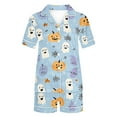 thumbnail image 5 of Tnhcen Women's Halloween Print Short Sleeve Collared Pajama Set Comfortable Loungewear Soft Sleepwear S-2XL Light Blue, 5 of 8