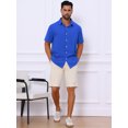 thumbnail image 2 of INSPIRE CHIC Men's Shirts Short Sleeve Button Down Beach Summer Point Collar Shirt L Royal Blue, 2 of 5