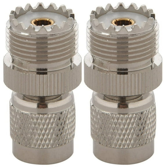 2X Male to PL259 UHF Female Adapter Connector,Silver