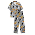 thumbnail image 7 of MuXiKeJi Clothes Oversize Fit Pumpkin Pattern Halloween Short Sleeve Long Pant Pajama Set, Soft Fabric Home Sleepwear Casual Indoor Daily Lounging for Ladies Women Loose Pumpkin Pajama Set, 7 of 7