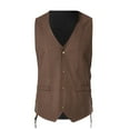 thumbnail image 2 of Vest For Men Qiggri Men Solid Fashion Retro Have Pockets Breasted Vest Tops Blouse Suit Vest For Men, 2 of 9