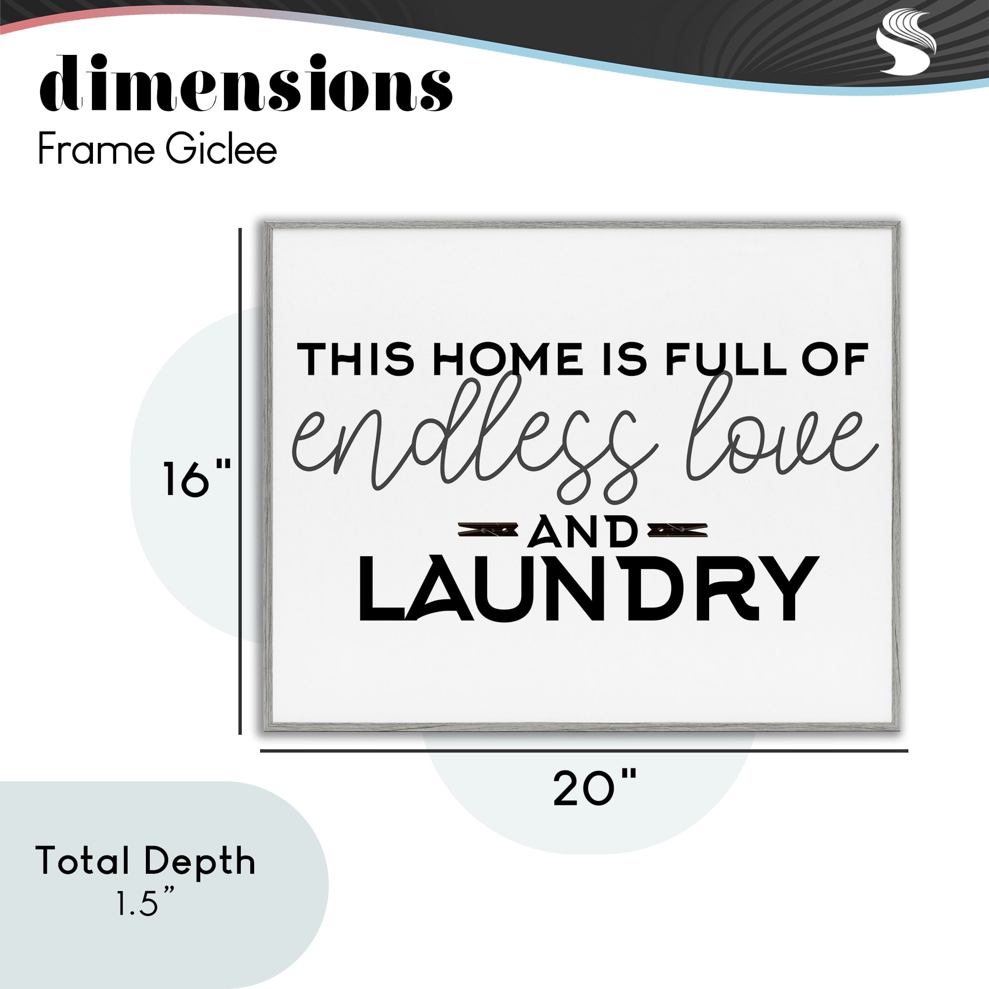 Endless Love & Laundry Minimal Gray Framed Giclee Art, design by Kim Allen