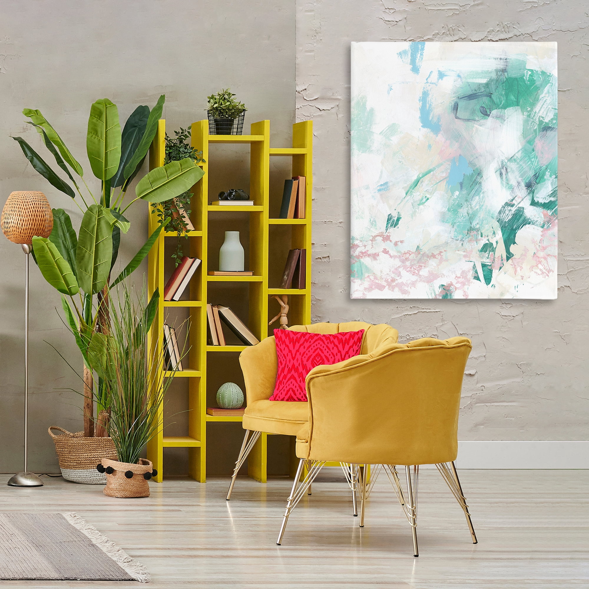 Stupell Industries Green Fading Brush Strokes Abstract Painting Wrapped Canvas Art Print Wall Art, 36 x 48