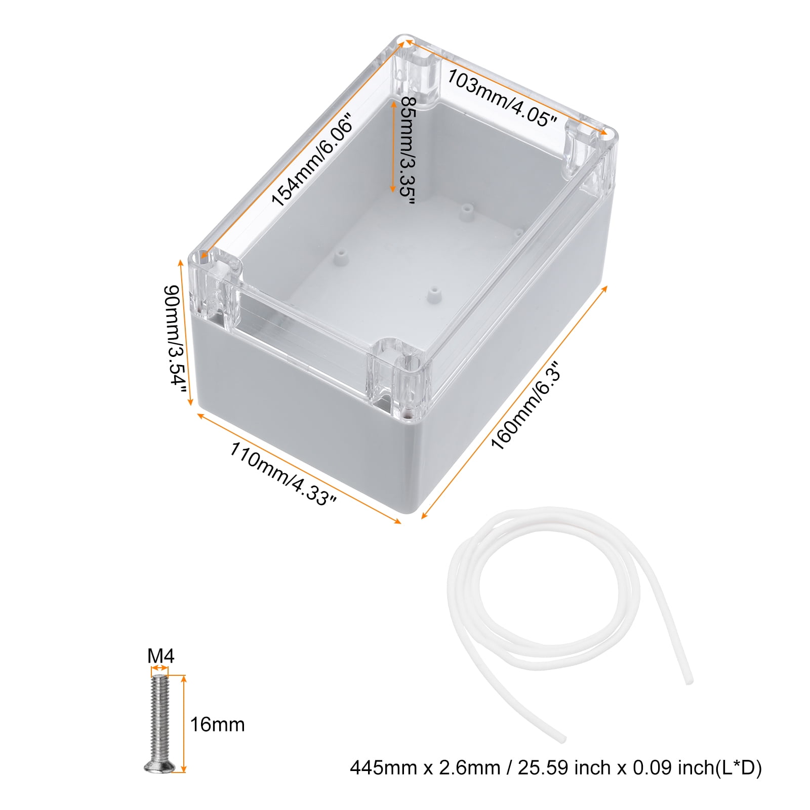 Uxcell 6.3" x 4.33" x 3.54" Junction Box DIY Wiring Box Enclosure Project Case ABS for DIY Projects Grey, 2 Pack