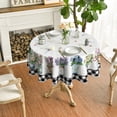 thumbnail image 3 of Spring Summer Tablecloth 60x60 Inch Round, Easter Watercolor Tulip Lavender Hydrangea Vase Blooming Floral Table Cover for Party Picnic Dinner Decor, 3 of 6