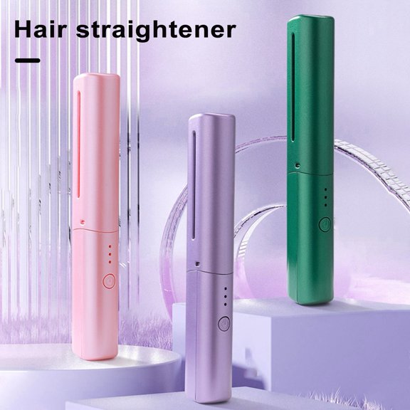 ZenCart Portable Cordless Hair Straightener Comb 3 Temperature Adjustable Rechargeable Fast Heating Women Straight Curly Hair Mini Electric Hair Styling Hot Brush