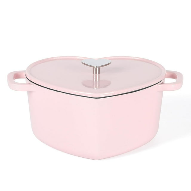 Martha Stewart - Horno holandés de hierro fundido esmaltado en forma de corazón, 4 cuartos de galón,
