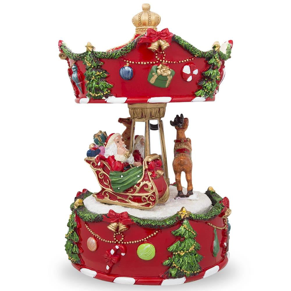 BestPysanky Spinning Carousel with Santa and Reindeer Christmas Musical ...