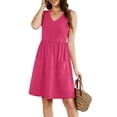 thumbnail image 2 of Womens Summer Dresses 2025 Casual Sleeveless Sundress Beach Vacation Flowy Midi Dresses with Pockets Rose Red XXL, 2 of 6