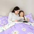 thumbnail image 5 of Erosebridal Cute Floral Daisy Comforter Sets King Size,Purple Bowknot Comforters & Duvets,Plant Leaf Bedding King Comforter Set For Girls,Super Cozy Room Decoration Reversible，3-Piece, 5 of 8