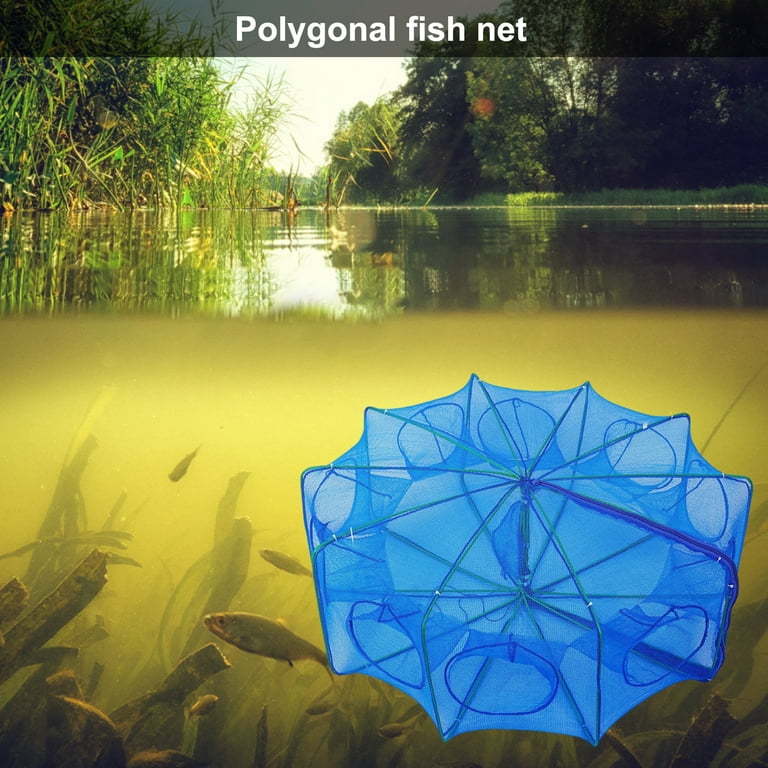 Honrane Automatic Opening Fishing Trap Foldable Fishing Trap Net  Collapsible 6/8-hole Hexagon/octagon Fishing Bait Trap for Minnow Crayfish  Crab for Outdoor 