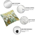 thumbnail image 4 of JEUXUS Aesthetic Decorative Tulip Green Flowers Abstract Floral Picture 2-Piece Short Plush Pillowcase Set White, 4 of 6