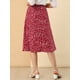thumbnail image 5 of Falda midi de una línea con estampado floral para mujer Allegra K Faldas vintage de gasa de verano rojo M, 5 of 6