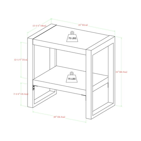 Walker Edison Industrial Wood and Metal End Table - Charcoal
