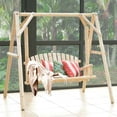 thumbnail image 5 of GVN Porch Swing with Stand,Outdoor Relaxation Swings,Outdoor Wooden Porch Bench Swing Chair with Rustic Curved Back, 5 of 10