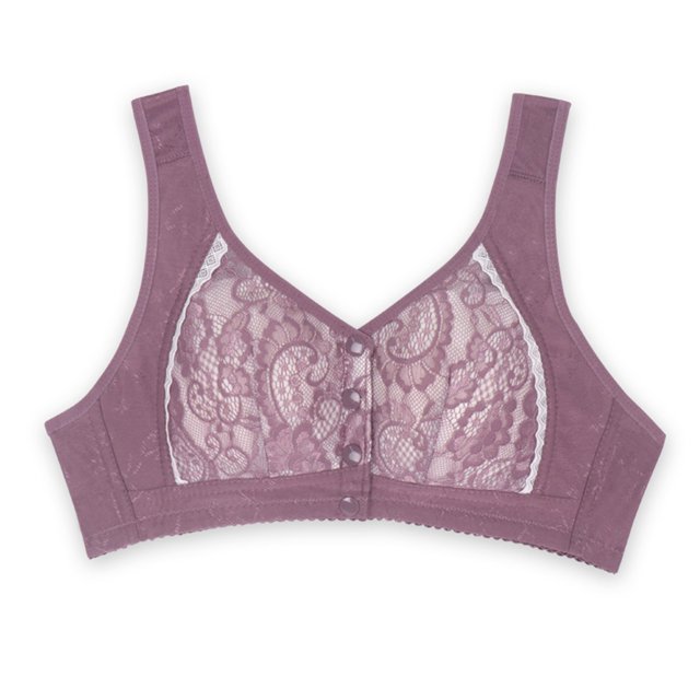 Gibobby Brasier con Cierre Frontal Push Up Ropa interior de mujer Hebilla frontal Ropa interior bordada Sujetador dee algodón recogido sin sujetador de anillo de(Gris,42)