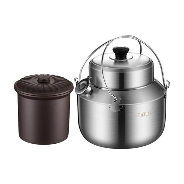 Olla para estofado, utensilios de cocina con mango, olla portátil fácil de limpiar, cocina para conservar la salud, para el desayuno, cocina, sopa, Plata