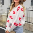 thumbnail image 4 of Lovskoo Sweaters for Women Printed Casual Loose Long Sleeve Knitting Turtleneck Sweater Blouse Tops White, 4 of 9