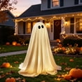 thumbnail image 2 of Halloween Wizard Ghost Light Up Decoration, Outdoor Spooky Stand Up Ghost with Witch Hat Warm Glowing Ornament, for Front Door Entrance Home Yard Garden Party Layout Display, 2 of 6