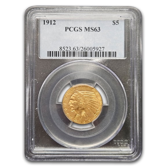 1912 $5 Indian Gold Half Eagle MS-63 PCGS