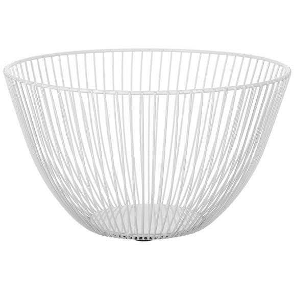 IMIKEYA Metal Wire Fruit Basket Modern White Round for Kitchen Countertop Storage 1Set