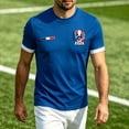 thumbnail image 5 of Soccer Cup 2026 Jersey for Men, Crew Neck Short Sleeve France Rooster & Stars Graphic Tee - Soft Cotton Blend Fan Top for Match Day & Stadium Blue L, 5 of 6
