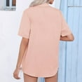 thumbnail image 4 of Blouses for Women Button up Shirts Short Sleeve Tees V Neck Casual Loose Tunics Solid Color Tops, 4 of 9