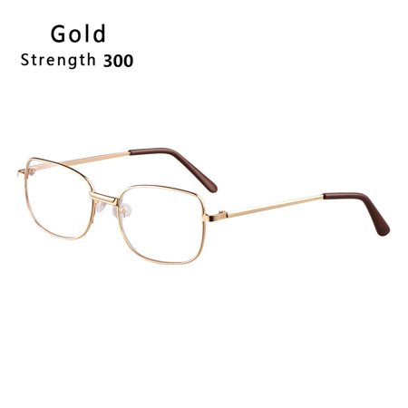 Unisex Eye wear Ultra Light Resin Metal Reading Glasses +1.00~+4.0 Diopter Eyeglasses Vision Care GOLD STRENGTH 300