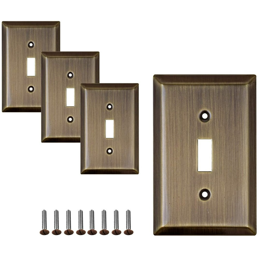 Sleeklighting 4 Pack Decorative Antique Brass Outlet Covers 1 Gang