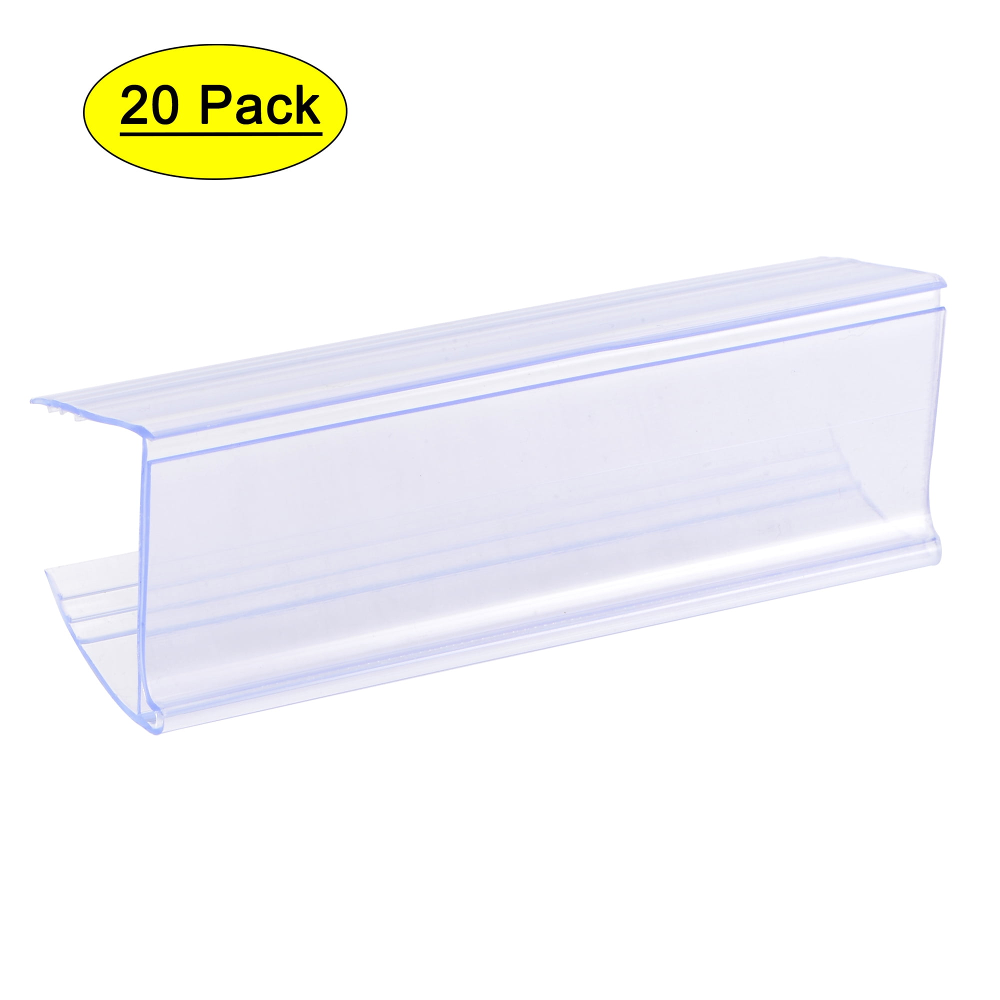Uxcell 80x28mm Clear Blue Plastic Label Holder Clip on Shelf, 20 Pack