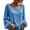 Blue, variant on Yangnuo Women Crew Neck Long Sleeve Cotton Linen Pullover Top Solid Bubble Lantern Cuff Loose Casual Blouse