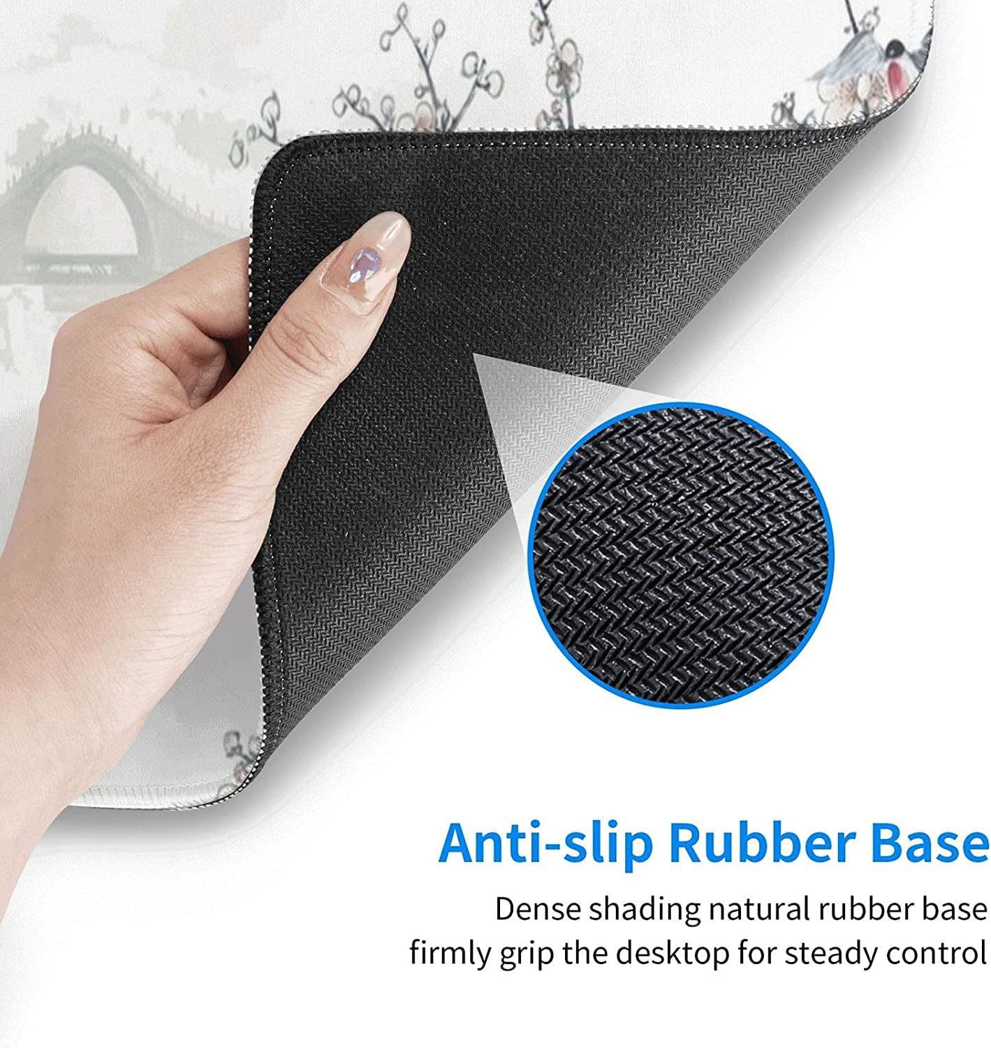 Cherry Blossom Sakura Gaming Mouse Pad 31.5×11.8inch with Stitched Edges Extended Waterproof Desk Pads Non-Slip Rubber Base Large Keyboard Mat Computer Gaming Mousepad for Work/Office/Home (Ten)