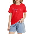 thumbnail image 4 of YunPes Girls Short Sleeve Shirts Cute Bow Knot Print Shirt Summer Crewneck Casual T Shirt Tops Tee School Streetwear Dance T Shirt, 4 of 8