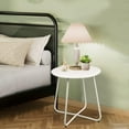 thumbnail image 6 of CERBIOR Metal Tray End Table, Round Accent Coffee Side Table, Anti-Rust and Waterproof Outdoor Small Side Table, Indoor Modern Sofa Side Table Bedside Table for Living Room Bedroom Balcony (White), 6 of 11