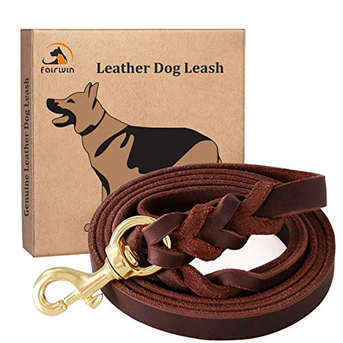 Braided Leather Medium Large  Dog Leash Training Walking for K9 German Shepherd