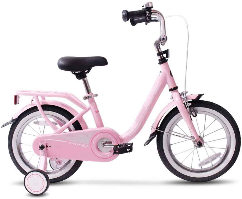 Coewske Kids Bike 16 inch Boys Girls Bicycle with Training Wheels Pink