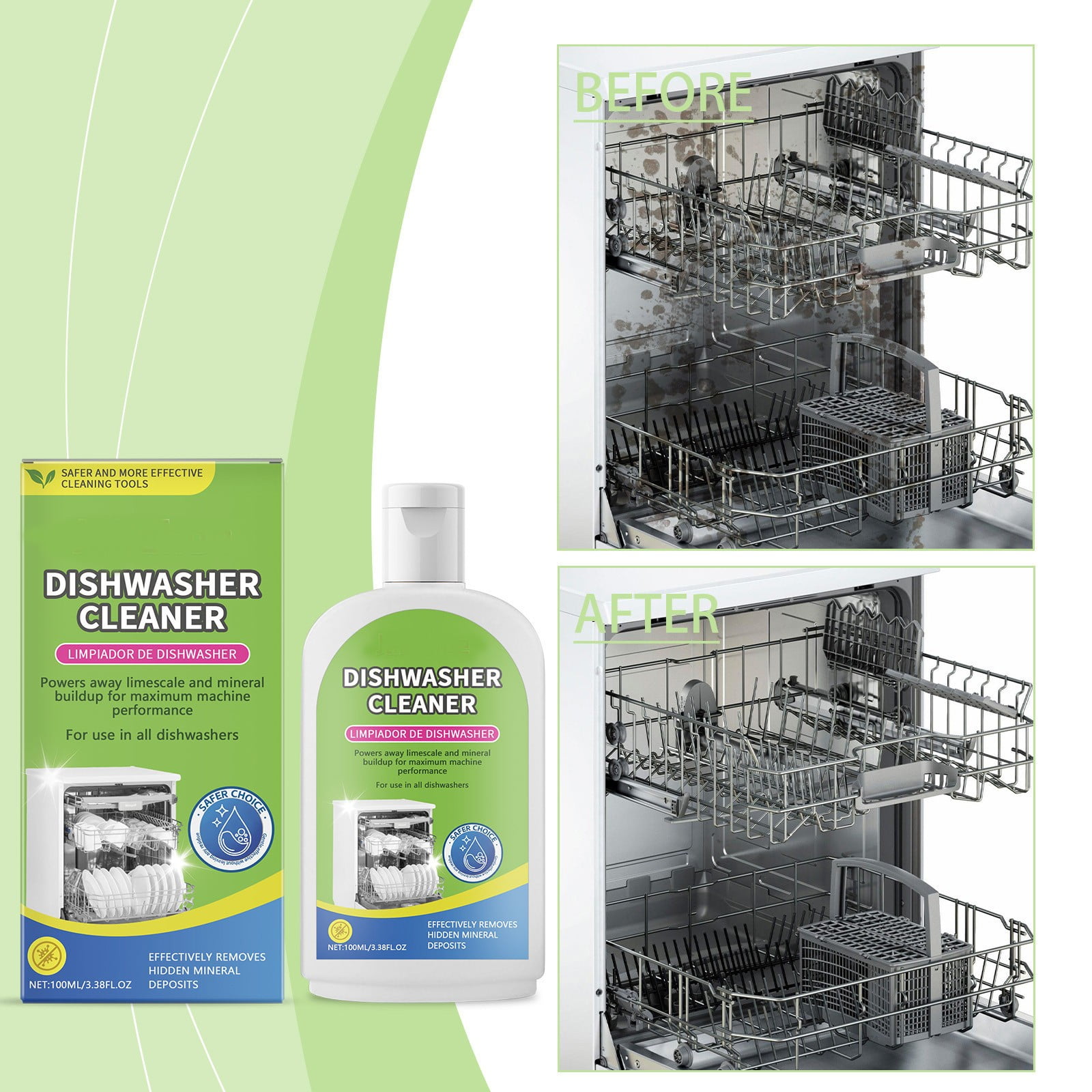 Dishwasher Cleaner,Dishwasher Detergent,Dishwashing Liquid,Kitchen Tableware Cleaner,Remove Grease and Dirt,Stubborn Oil Stains,3.38fl.oz(100ml)