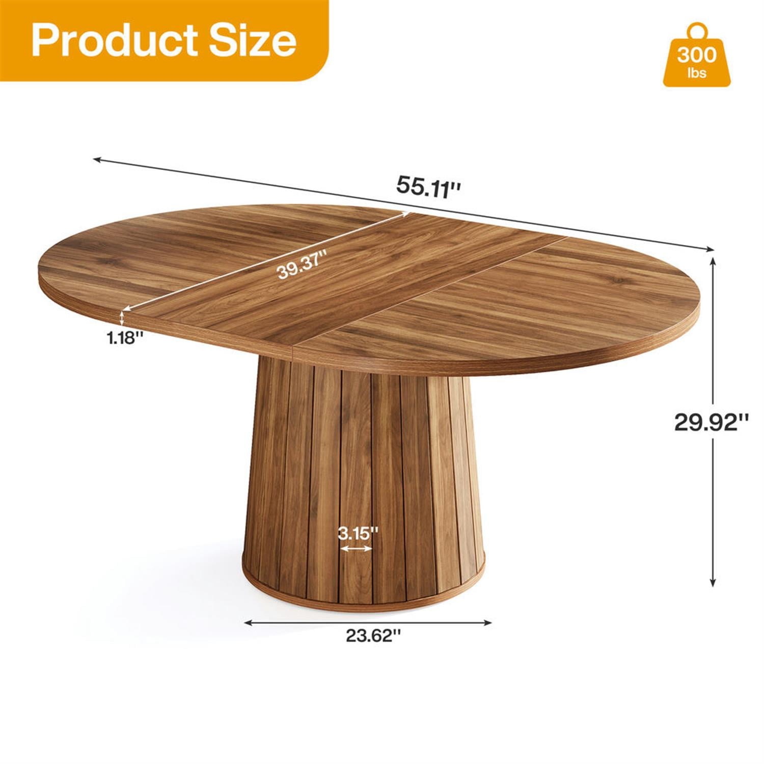 Demi Bonn 55" Wood Oval Conference Room Tables, Modern Duty Study Writing Gaming Table for Home Office, Small Meeting Room Table, Brown