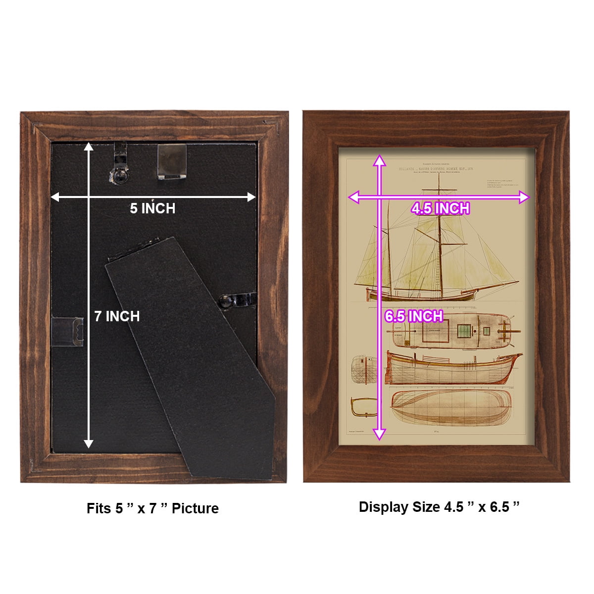 Antique Ship Plan IV -Framed Print w/glass-Chestnut