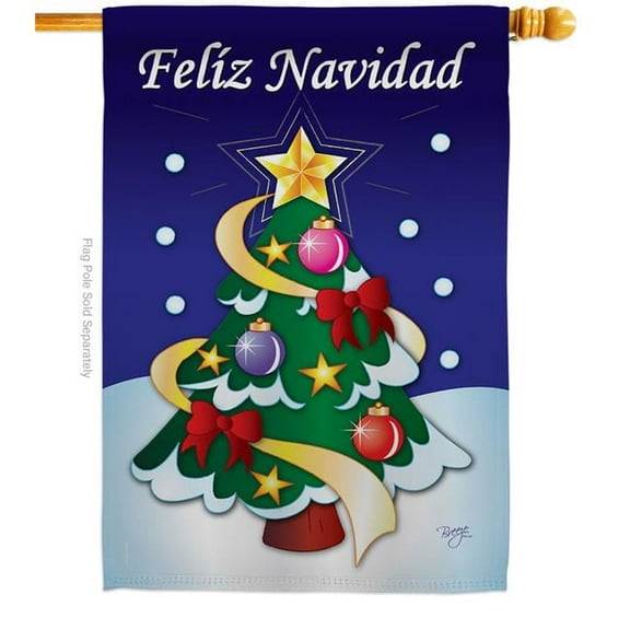 Breeze Decor H114071S-BO 28 x 40 in. Fel z Navidad House Flag with Winter Christmas Double-Sided Decorative Vertical Flags Decoration Banner Garden Yard Gift